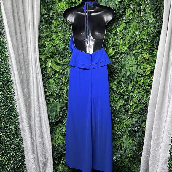 Lulus Dress Women Medium Royal Blue Halter‎ Maxi Ruffle Sleeves Formal Gown 2667 - Picture 9 of 9